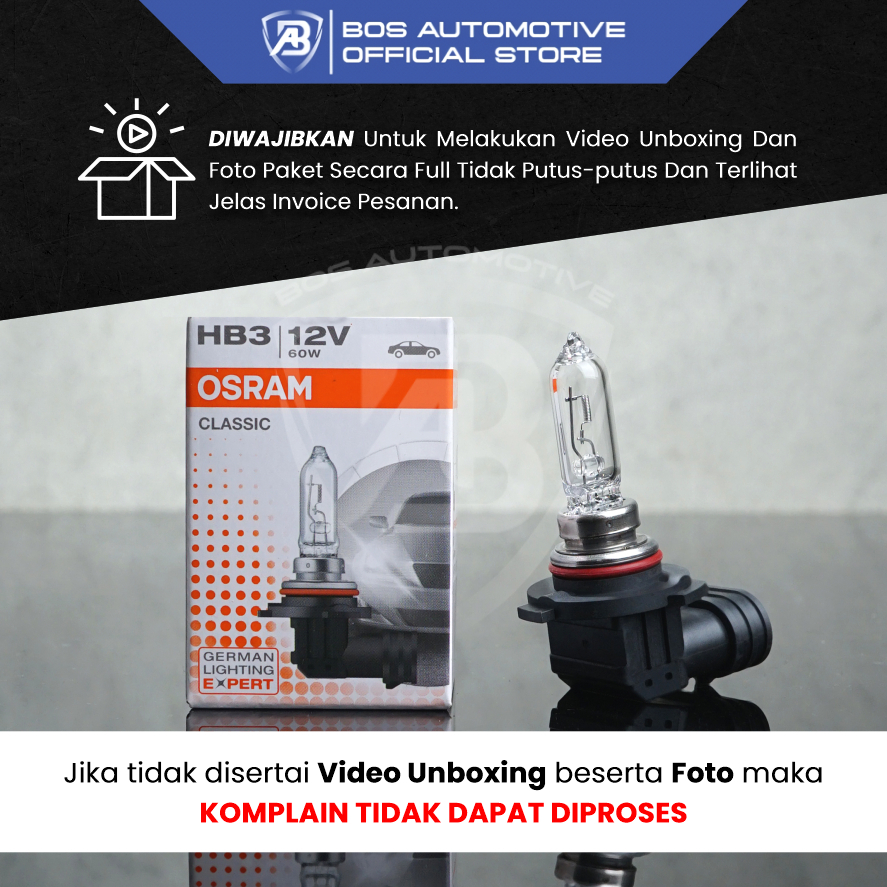Bohlam Halogen Osram / Lampu Foglamp Mobil HB3 60W 12V Standard Original - foto-produk-3