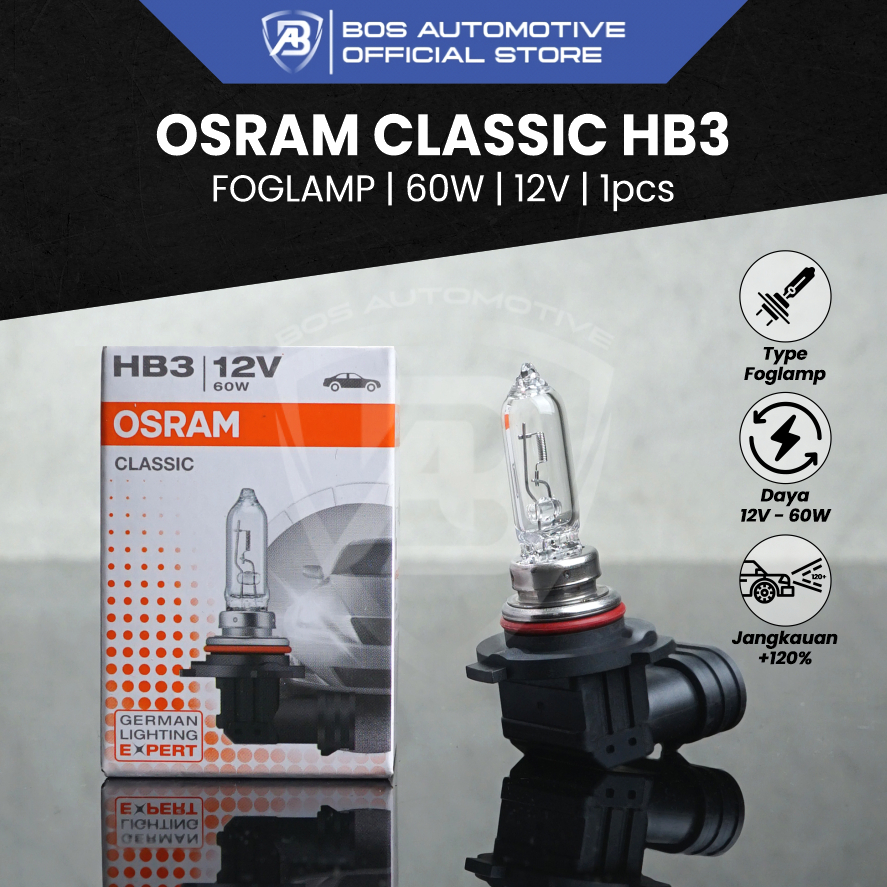 Bohlam Halogen Osram / Lampu Foglamp Mobil HB3 60W 12V Standard Original - foto-sampul