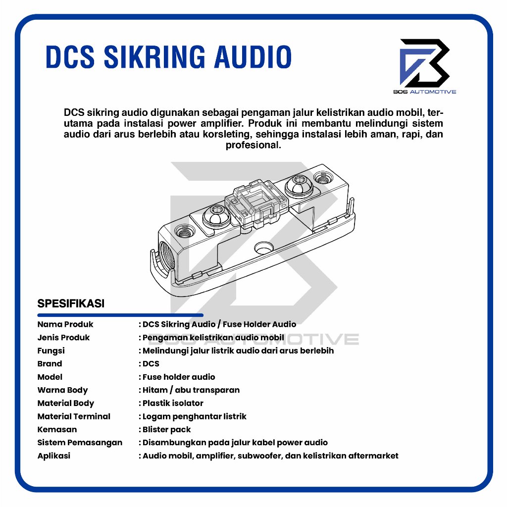 [DCS] Sikring Audio Mobil DCS / Sekring Sound  Car / Fuse Holder 100 Ampere - foto-produk-2