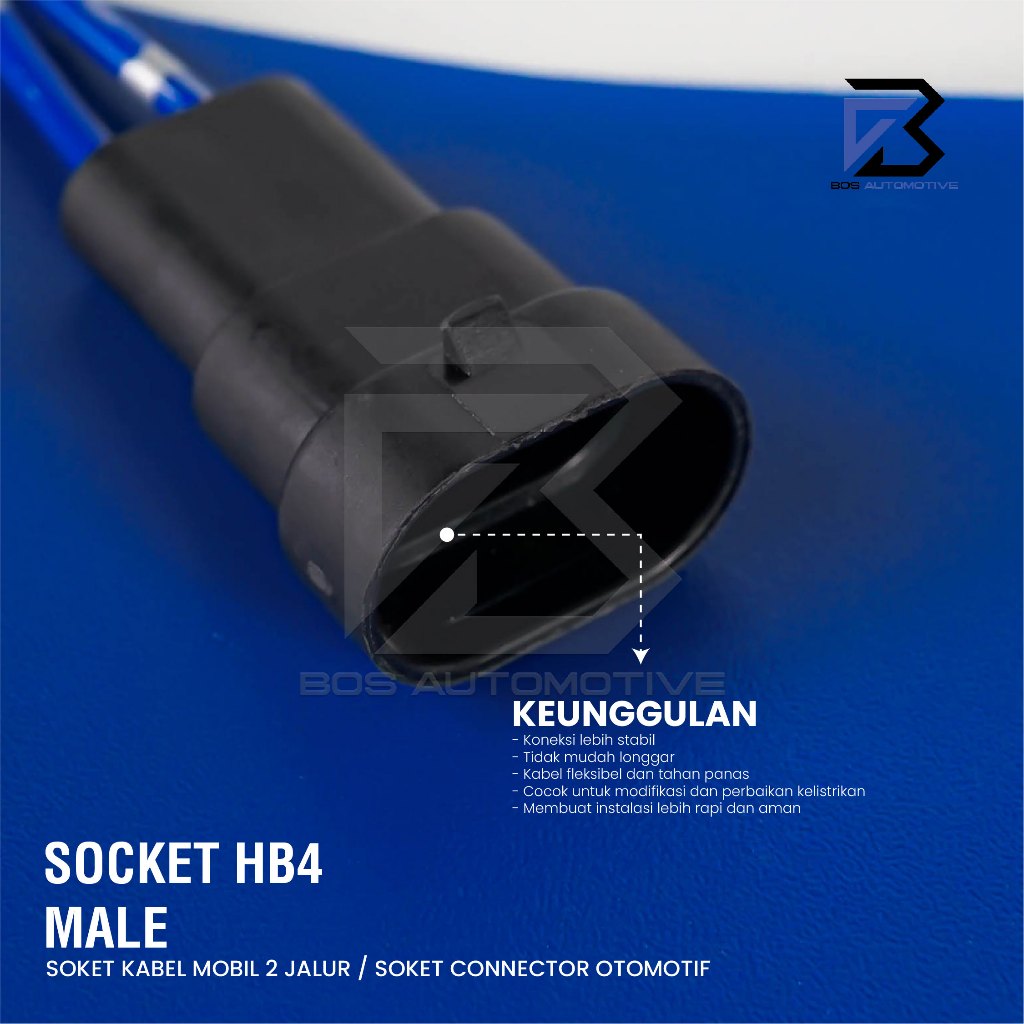 Soket Lampu Bohlam HB4 Cowok / Socket HB4 Male + Kabel Bintik - foto-produk-3
