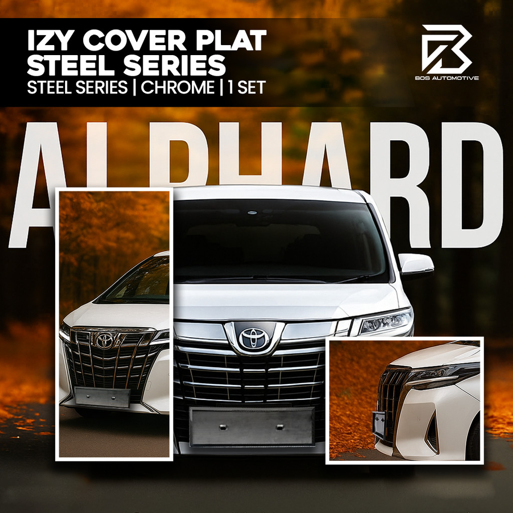 IZY Stainless Steel Series Cover Plat Nomor Mobil Slip On Stainless Steel Mirror untuk Alphard, Vellfire, Lexus, Elgrand & Hyundai H1 - foto-produk-6