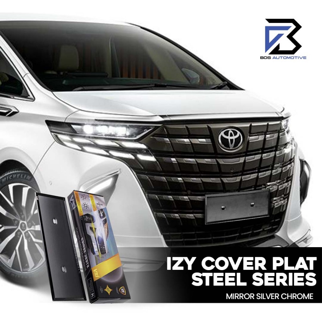 IZY Stainless Steel Series Cover Plat Nomor Mobil Slip On Stainless Steel Mirror untuk Alphard, Vellfire, Lexus, Elgrand & Hyundai H1