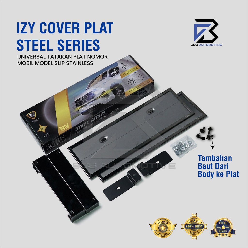 IZY Stainless Steel Series Cover Plat Nomor Mobil Slip On Stainless Steel Mirror untuk Alphard, Vellfire, Lexus, Elgrand & Hyundai H1 - foto-variasi-2
