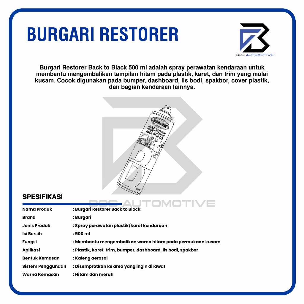 BURGARI RESTORER BACK TO BLACK PENGKILAP DAN PENGHITAM BODY MOTOR 500ML - foto-produk-2