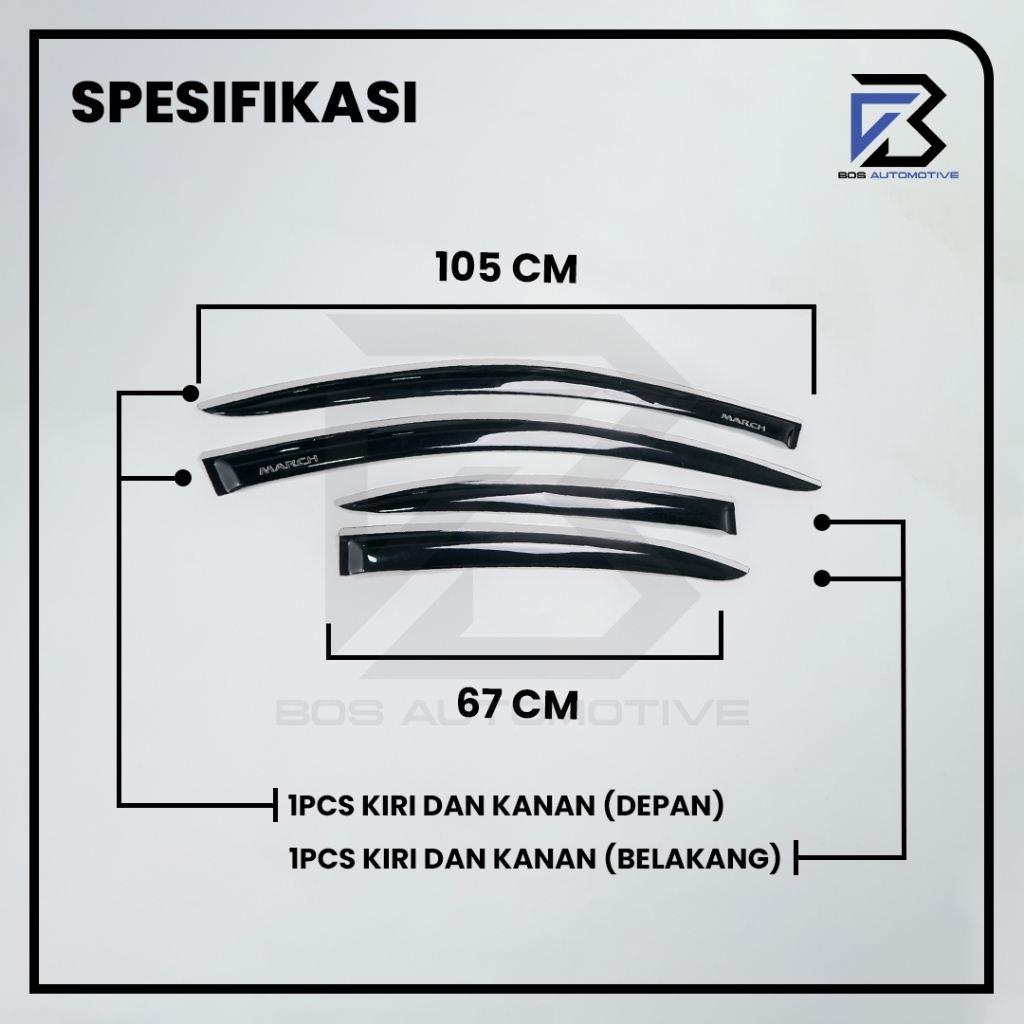Talang Air Pintu List Silver Mobil Nissan March tahun 2010 â€“ 2020 Model Slim 4 Pintu - foto-produk-2