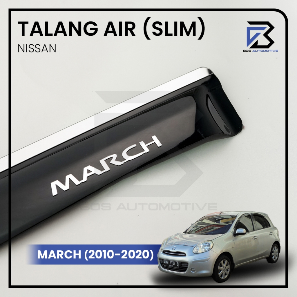 Talang Air Pintu List Silver Mobil Nissan March tahun 2010 â€“ 2020 Model Slim 4 Pintu