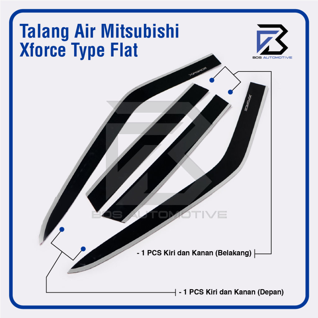 Talang Air Pintu List Silver Chrome Mobil Mitsubishi Xforce 2023 Model Flat Rata 4 Pintu - foto-produk-4