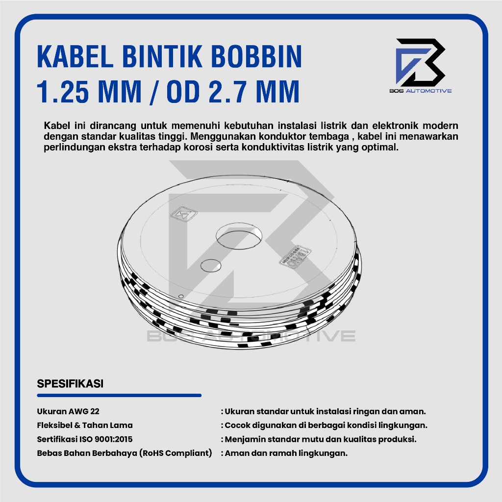 Kabel Bintik AVSS 1.25MM x 20M Kabel Otomotif Body Mobil Motor Serabut Tembaga (BOBIN) - foto-produk-2