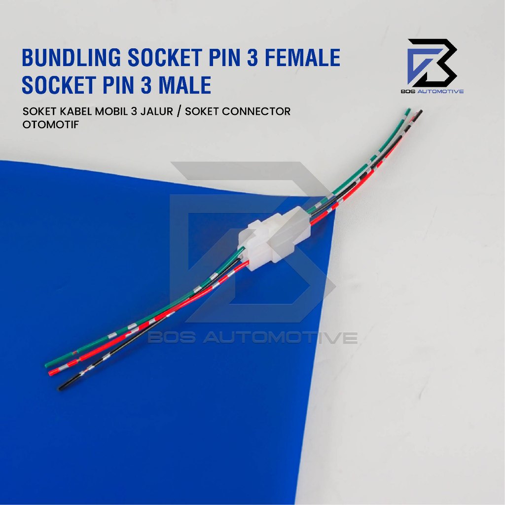 Soket Sambung 3 Pin Besar Socket Sambungan Kabel Konektor Mobil Motor (1 SET) - foto-produk-3
