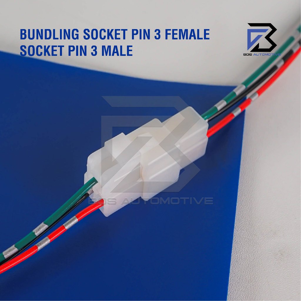 Soket Sambung 3 Pin Besar Socket Sambungan Kabel Konektor Mobil Motor (1 SET) - foto-produk-4