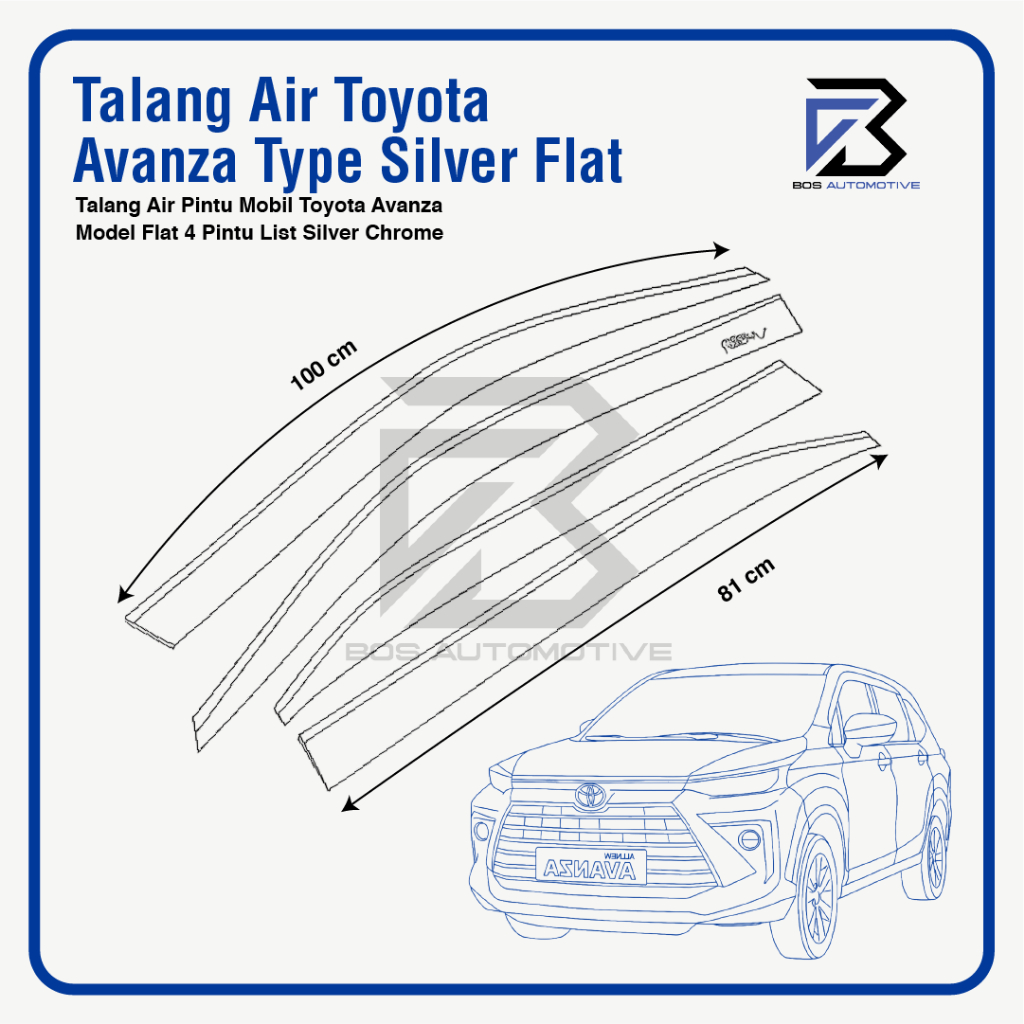 Talang Air Pintu Mobil List Silver Chrome Toyota All New Avanza 2011 â€“ 2014 Model Flat Rata 4 Pintu - foto-produk-2