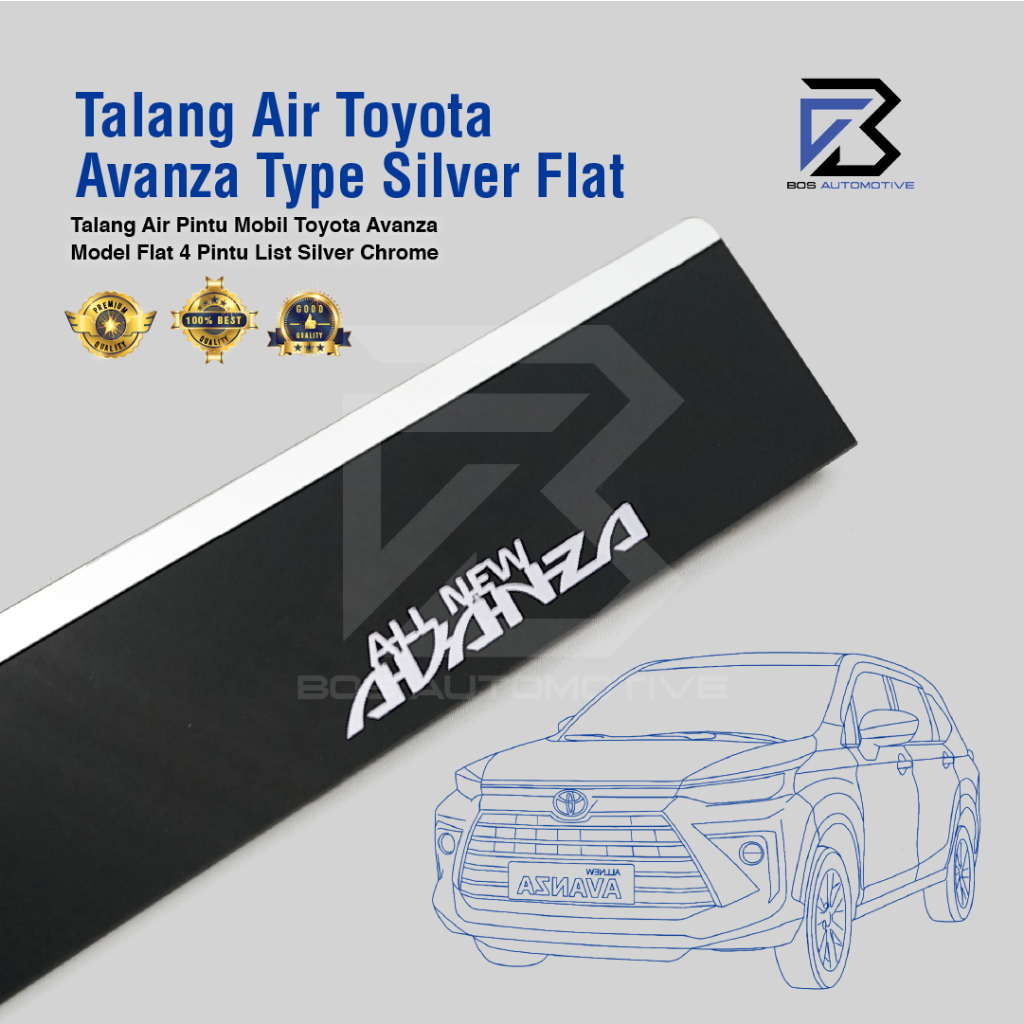 Talang Air Pintu Mobil List Silver Chrome Toyota All New Avanza 2011 â€“ 2014 Model Flat Rata 4 Pintu