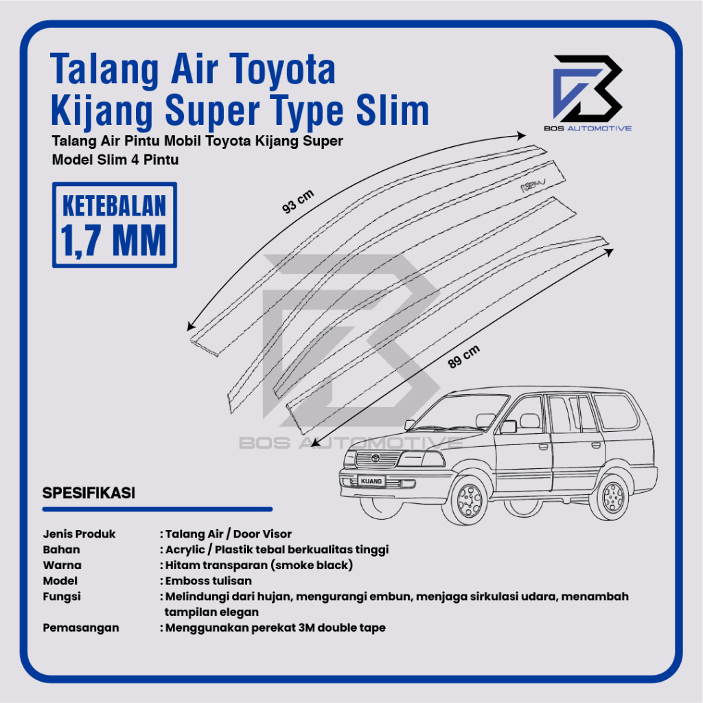 Talang Air Pintu Mobil Toyota Kijang Super 1987 â€“ 1996 Model Slim 4 Pintu - foto-produk-2