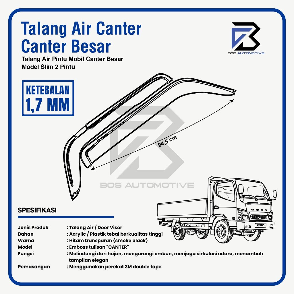 Talang Air Pintu Mobil Mitsubishi Canter Besar Model Slim 2 Pintu - foto-produk-2