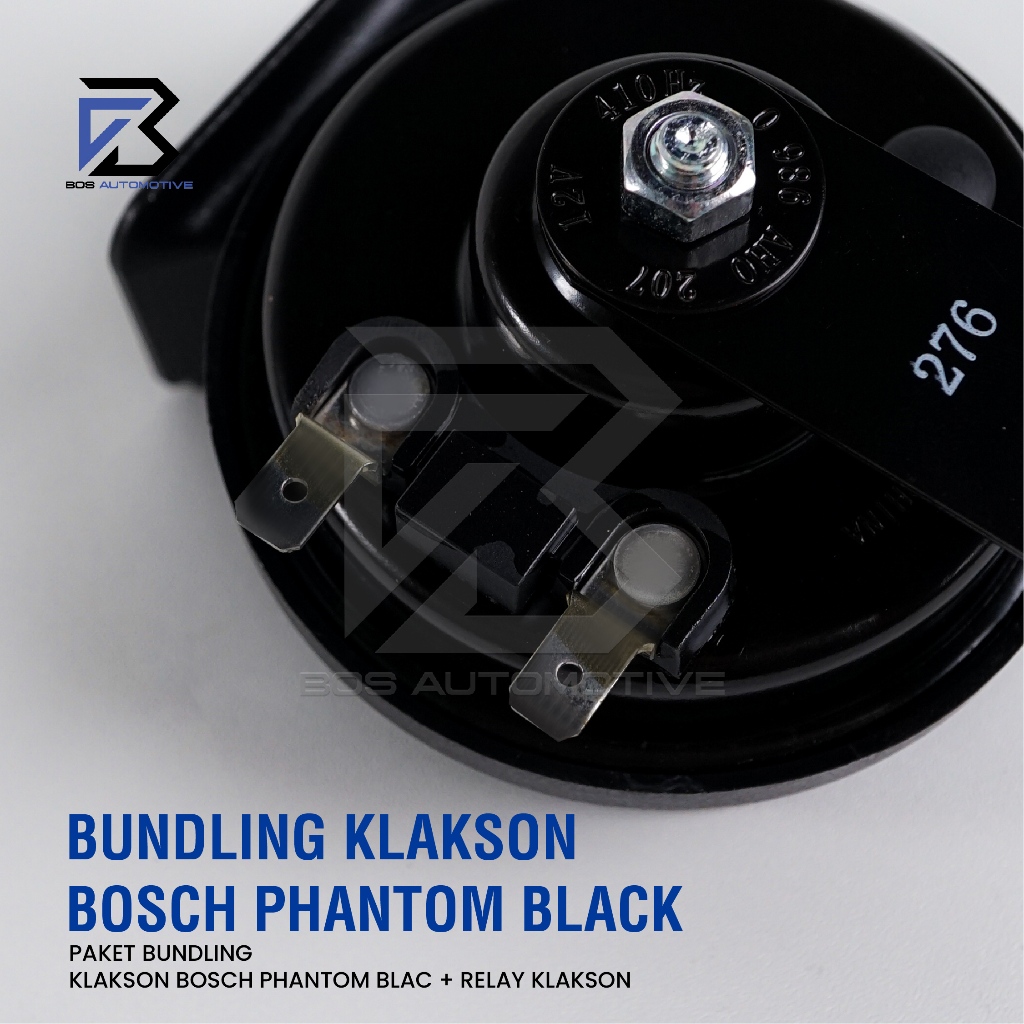 Klakson Keong Mobil Motor BOSCH Phantom Black dengan Kabel Relay Set Klakson 12v - foto-produk-3