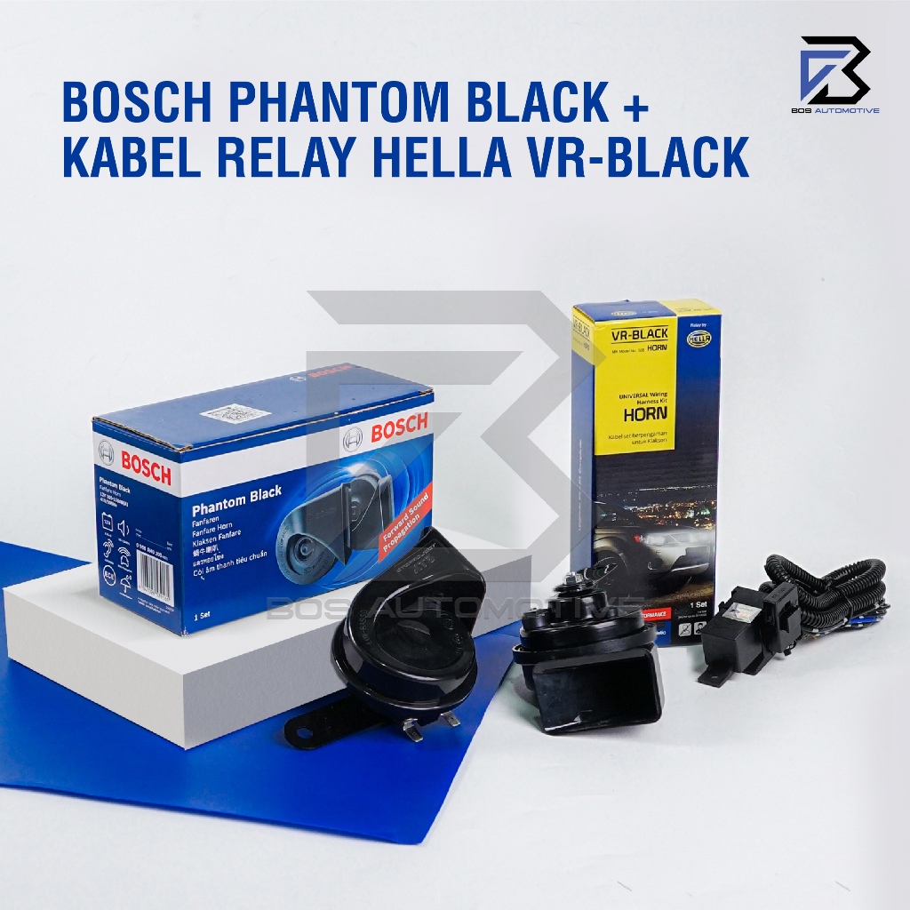 Klakson Keong Mobil Motor BOSCH Phantom Black dengan Kabel Relay Set Klakson 12v - foto-variasi-2