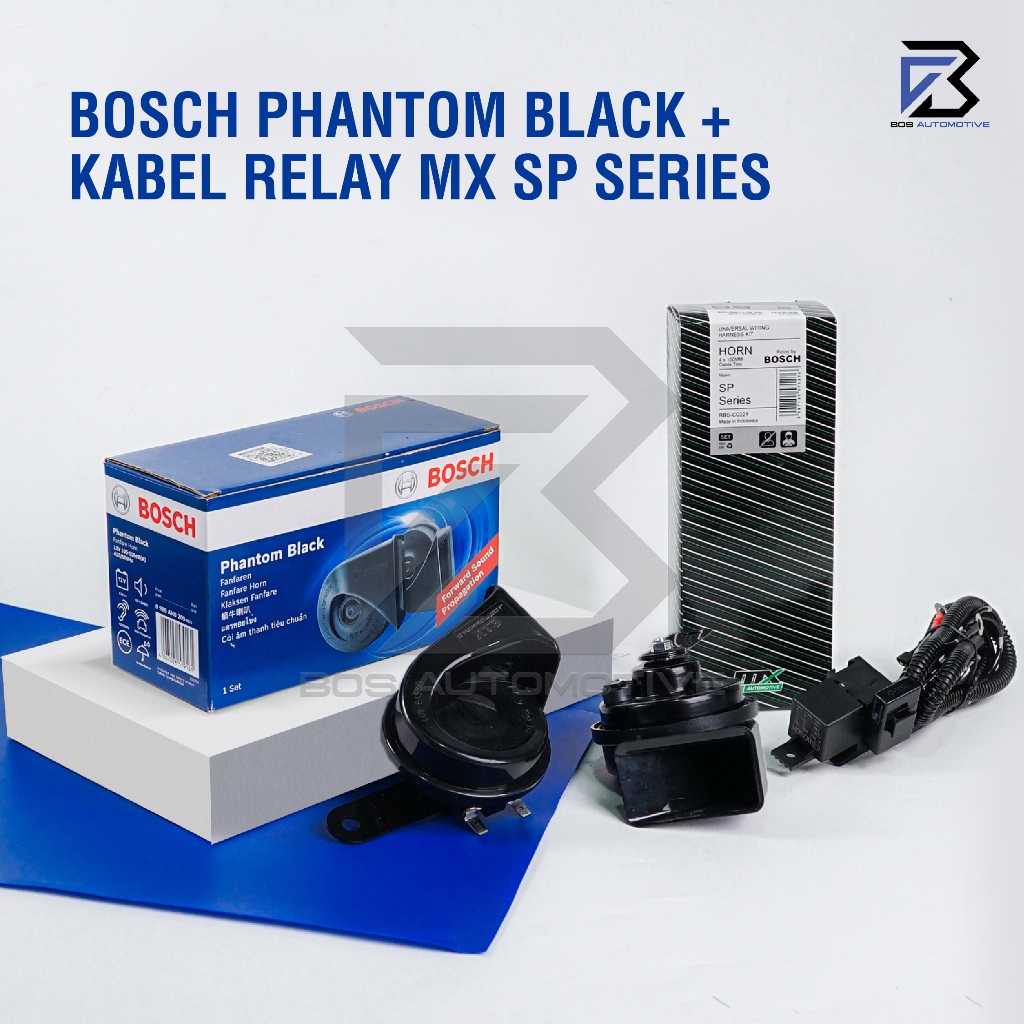 Klakson Keong Mobil Motor BOSCH Phantom Black dengan Kabel Relay Set Klakson 12v - foto-variasi-4
