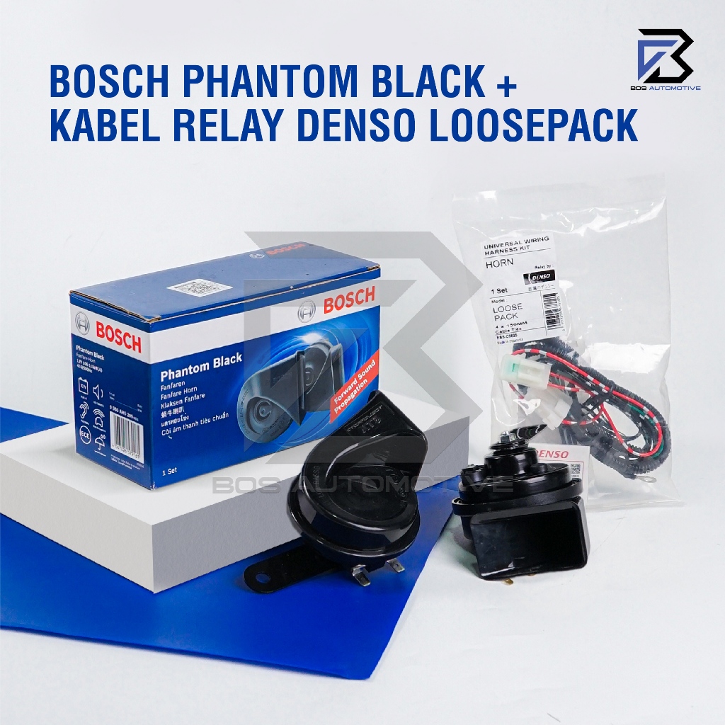 Klakson Keong Mobil Motor BOSCH Phantom Black dengan Kabel Relay Set Klakson 12v - foto-variasi-6