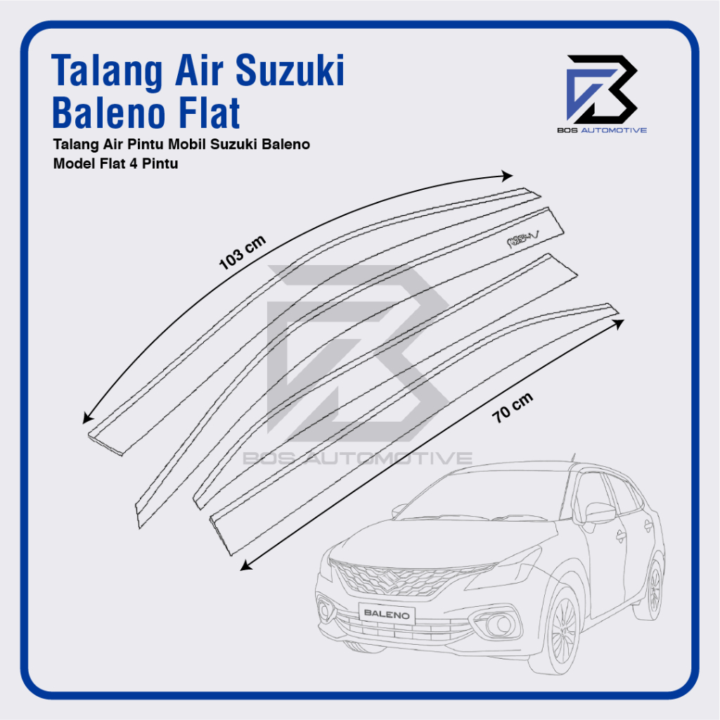 Talang Air Pintu Mobil Suzuki All New Baleno 2017 - 2019 Model Flat Rata 4 Pintu - foto-produk-2