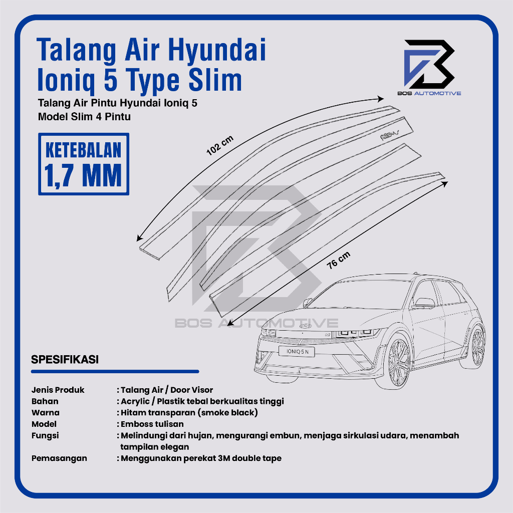 Talang Air Pintu Mobil Hyundai Ioniq 5 2023 Model Slim 4 Pintu - foto-produk-2
