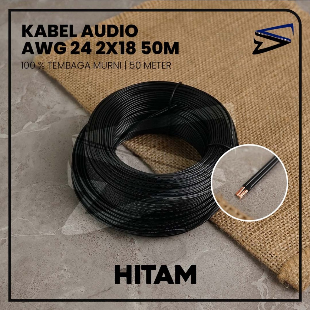 [DCS] Kabel 24 AWG 50 Meter 2x18 Serabut Tembaga Otomotif Mobil Motor Audio / Speaker / Lampu LED - foto-variasi-1