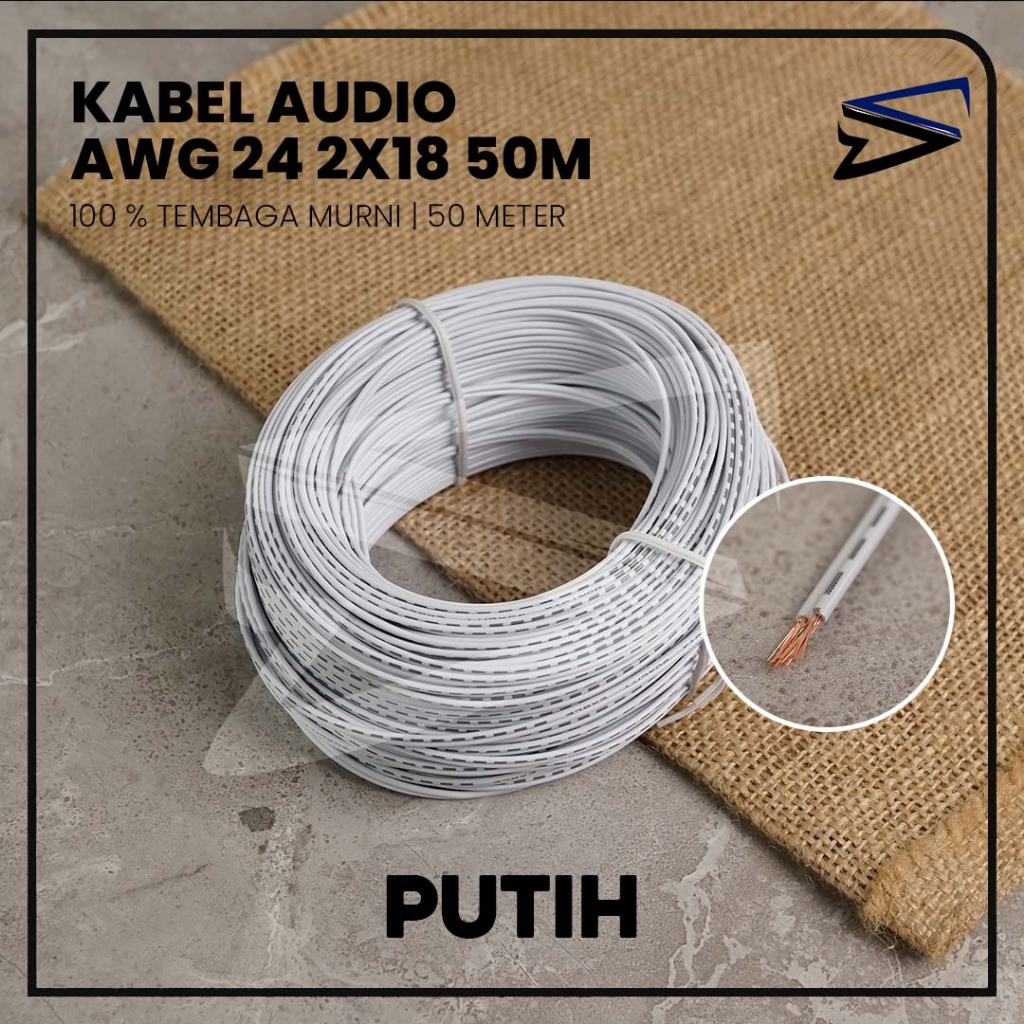 [DCS] Kabel 24 AWG 50 Meter 2x18 Serabut Tembaga Otomotif Mobil Motor Audio / Speaker / Lampu LED - foto-variasi-2