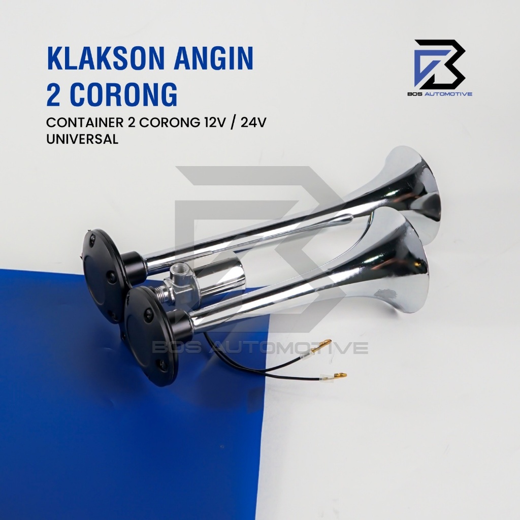 Klakson 2 Terompet  Angin Mobil Bus Truk Container 2 Corong 24V / 12V Universal - foto-produk-1