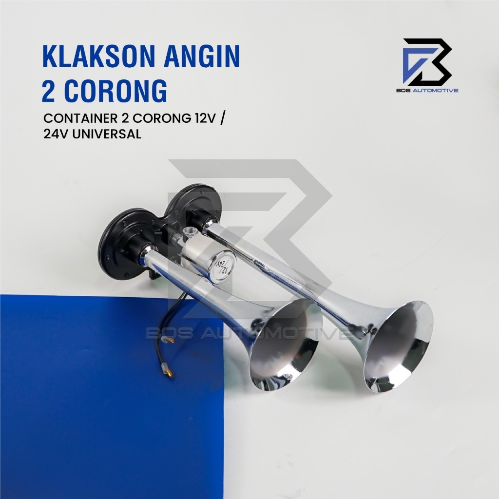 Klakson 2 Terompet  Angin Mobil Bus Truk Container 2 Corong 24V / 12V Universal - foto-produk-3