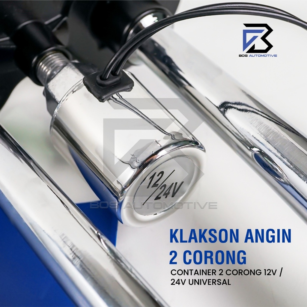Klakson 2 Terompet  Angin Mobil Bus Truk Container 2 Corong 24V / 12V Universal - foto-produk-4