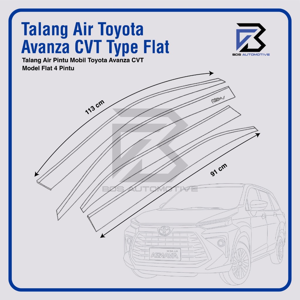 Talang Air Pintu Mobil TOYOTA Avanza CVT 2022 Model Flat Rata 4 Pintu - foto-produk-2