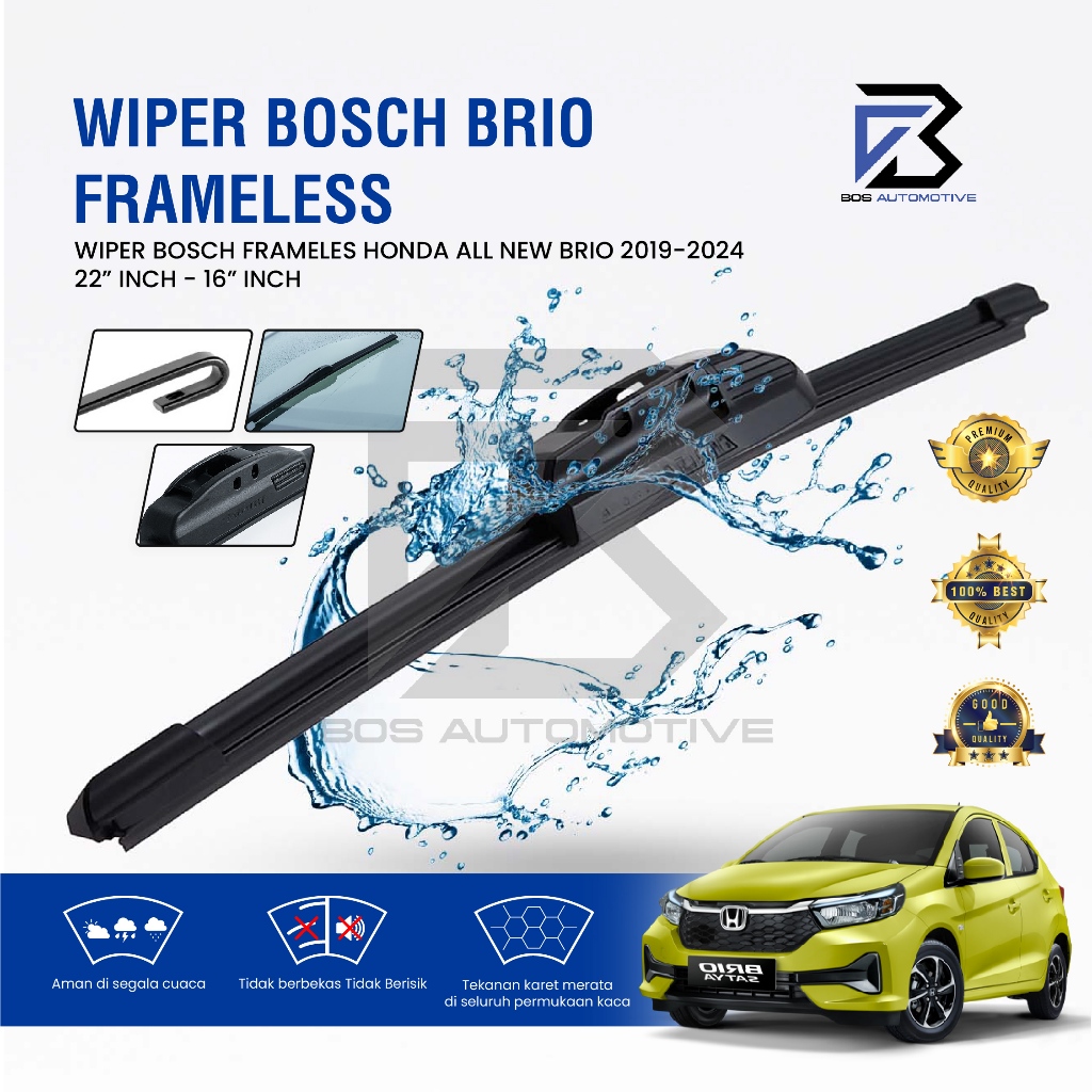 Wiper Blade Bosch Clear Frameless / Karet / Kipas Kaca Depan Mobil Universal / Frame Hook 22-16 - foto-sampul