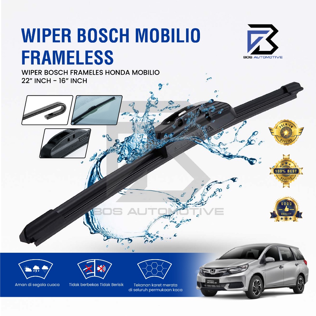 Wiper Blade Bosch Clear Frameless / Karet / Kipas Kaca Depan Mobil Universal / Frame Hook 22-16 - foto-variasi-5