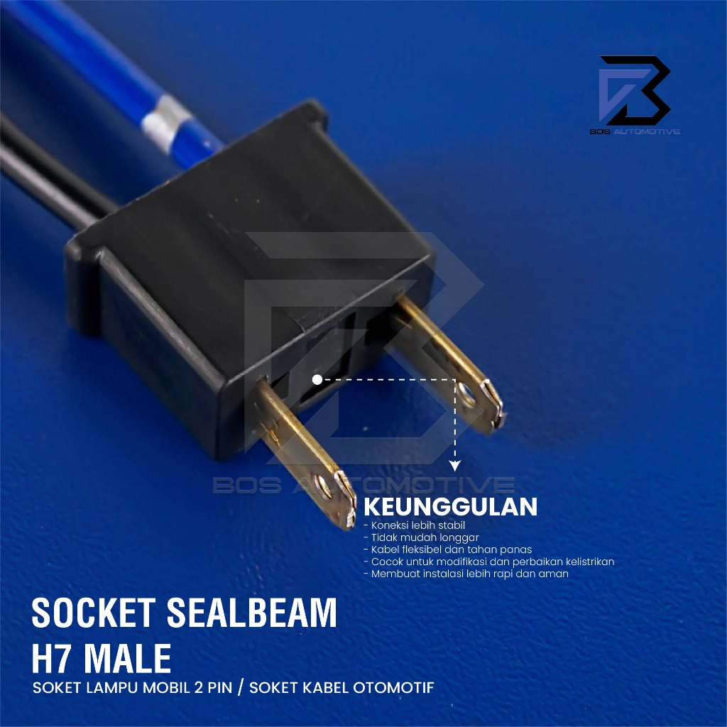 Soket Lampu Bohlam H7 Cowo / Socket Bohlam H7 Male + Kabel Tembaga - foto-produk-3