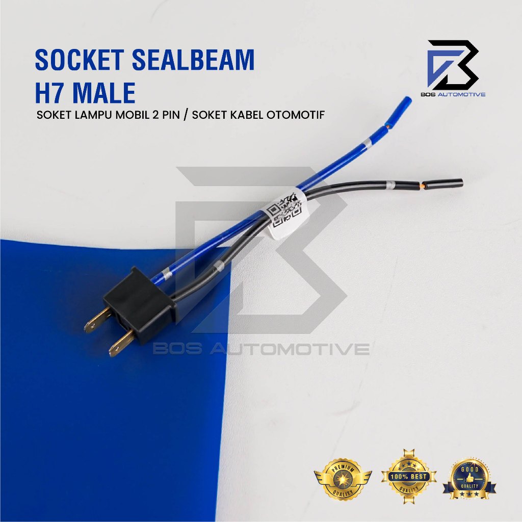 Soket Lampu Bohlam H7 Cowo / Socket Bohlam H7 Male + Kabel Tembaga