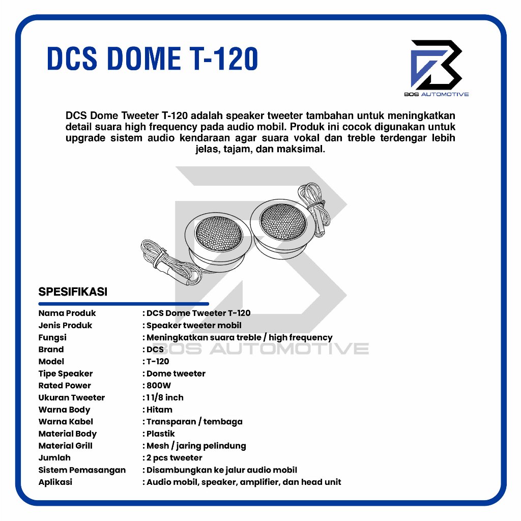 DCS Speaker Tweeter Mobil T-120 Dome Tweeter Universal 2 PCS - foto-produk-2
