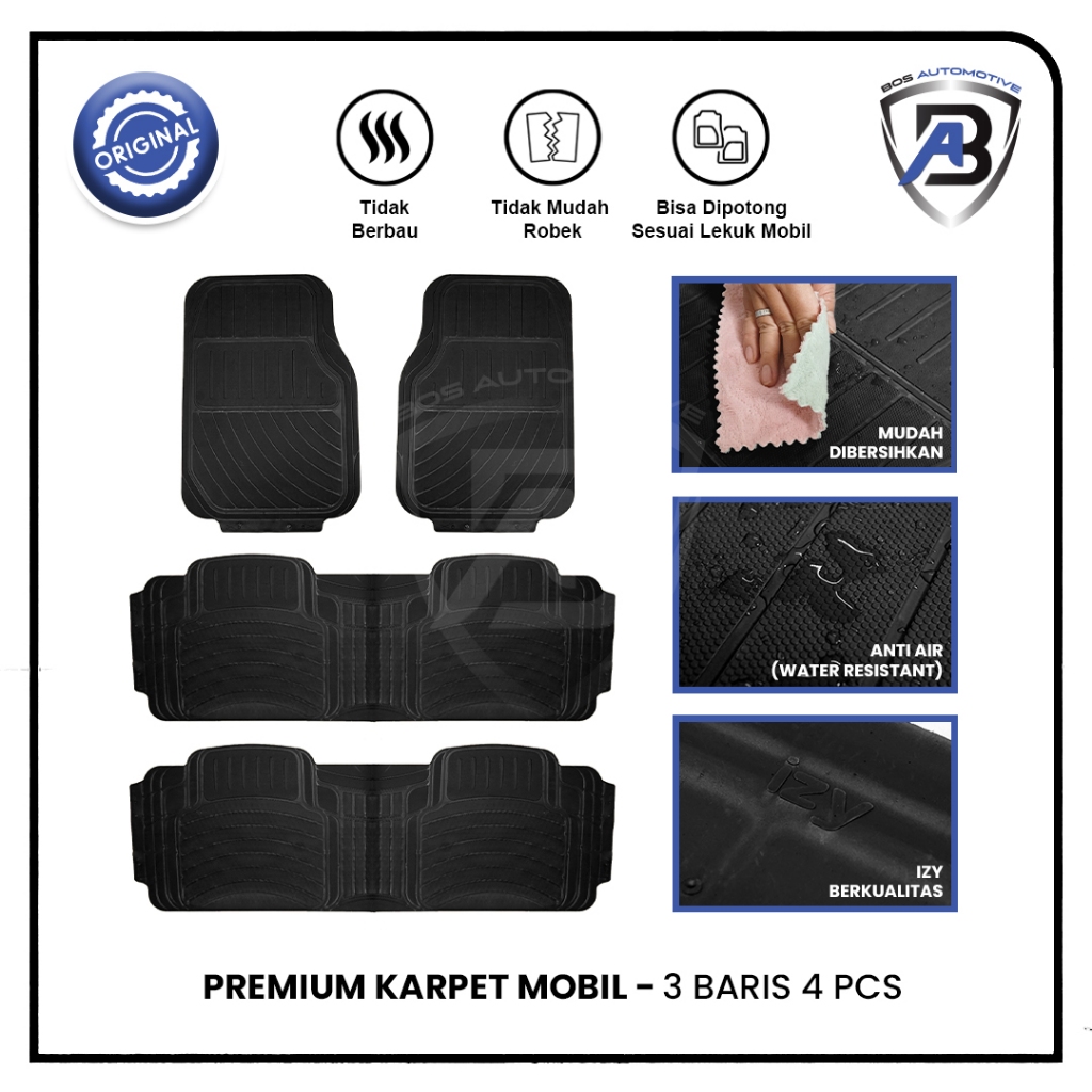 KARPET  MOBIL UNIVERSAL IZY 6168 3 BARIS 4 POTONG/PCS - foto-produk-2