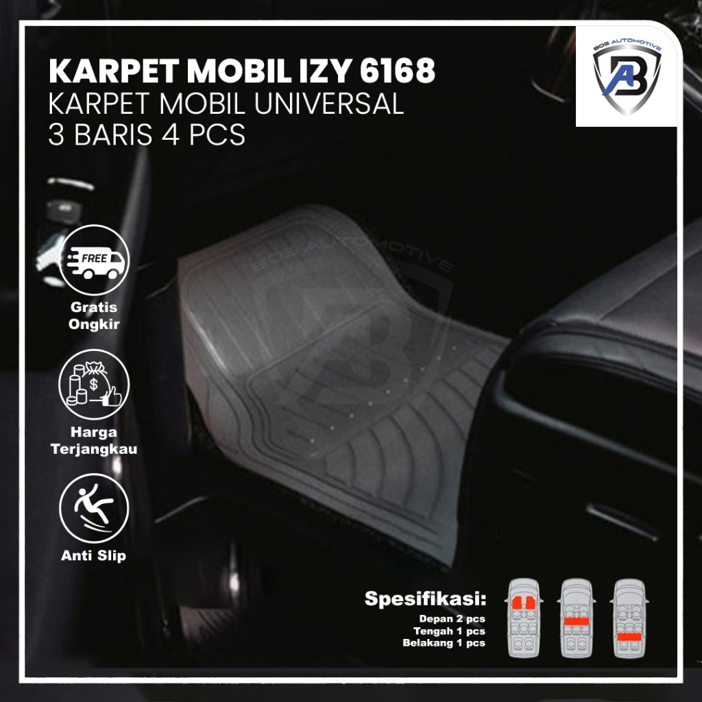 KARPET  MOBIL UNIVERSAL IZY 6168 3 BARIS 4 POTONG/PCS - foto-sampul