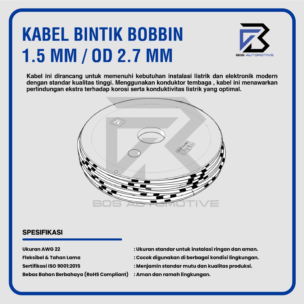 Kabel Bintik AVSS 1.5MM x 20M Kabel Otomotif Body Mobil Motor Serabut Tembaga (Bobin) - foto-produk-2