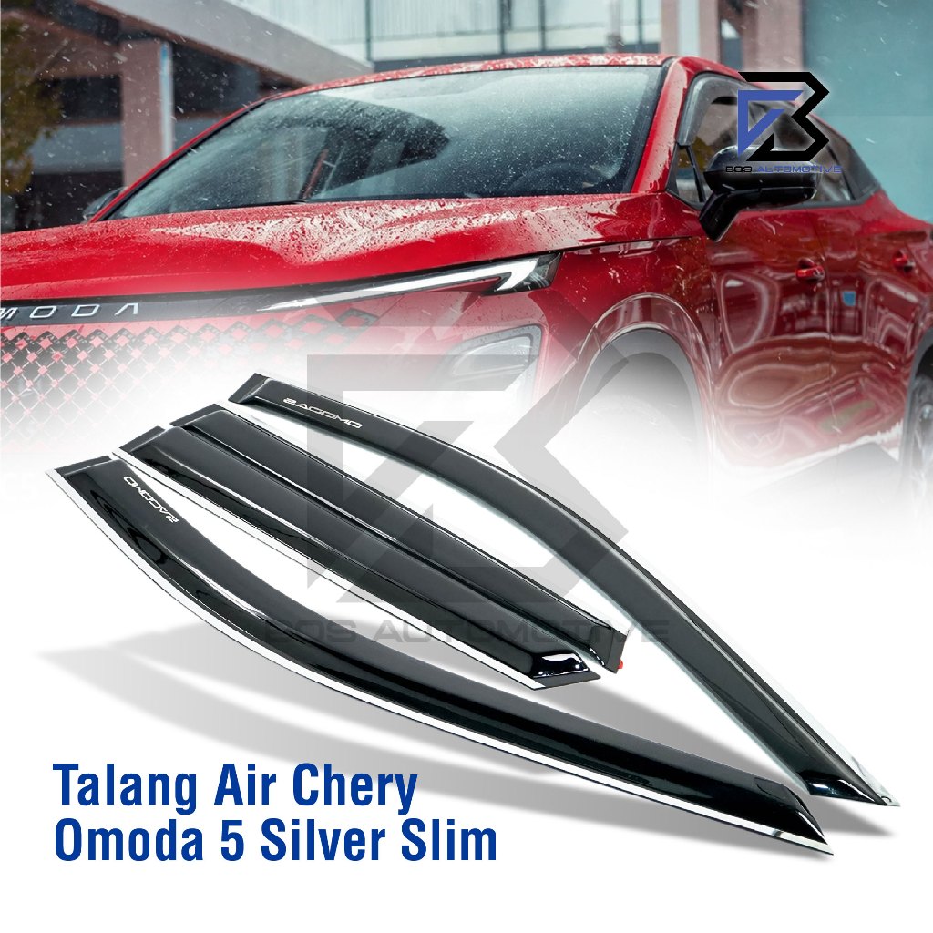 Talang Air Pintu List Silver Chrome Mobil Chery Omoda 5 2023 Model Slim 4 Pintu - foto-produk-4