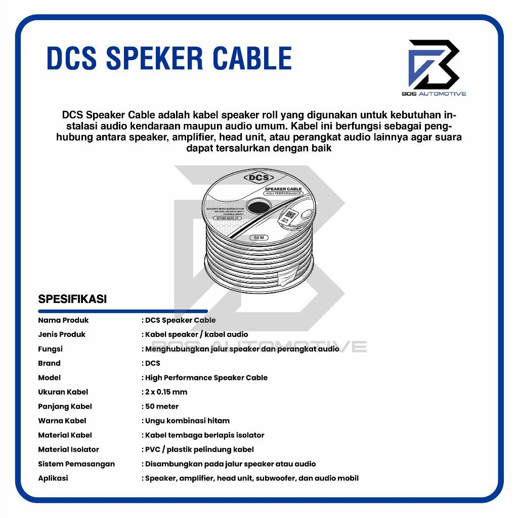 [DCS] Kabel Speaker / Kabel Audio Mobil 16 AWG SPC88-62x0.15 50 Meter 54 Yard Serabut Tembaga (BOBIN) - foto-produk-2