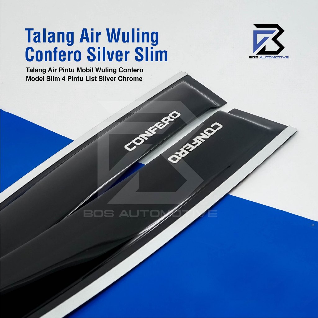 Talang Air Pintu List Silver Chrome Mobil Wuling Confero 2017 â€“ 2022 Model Slim 4 Pintu - foto-produk-1
