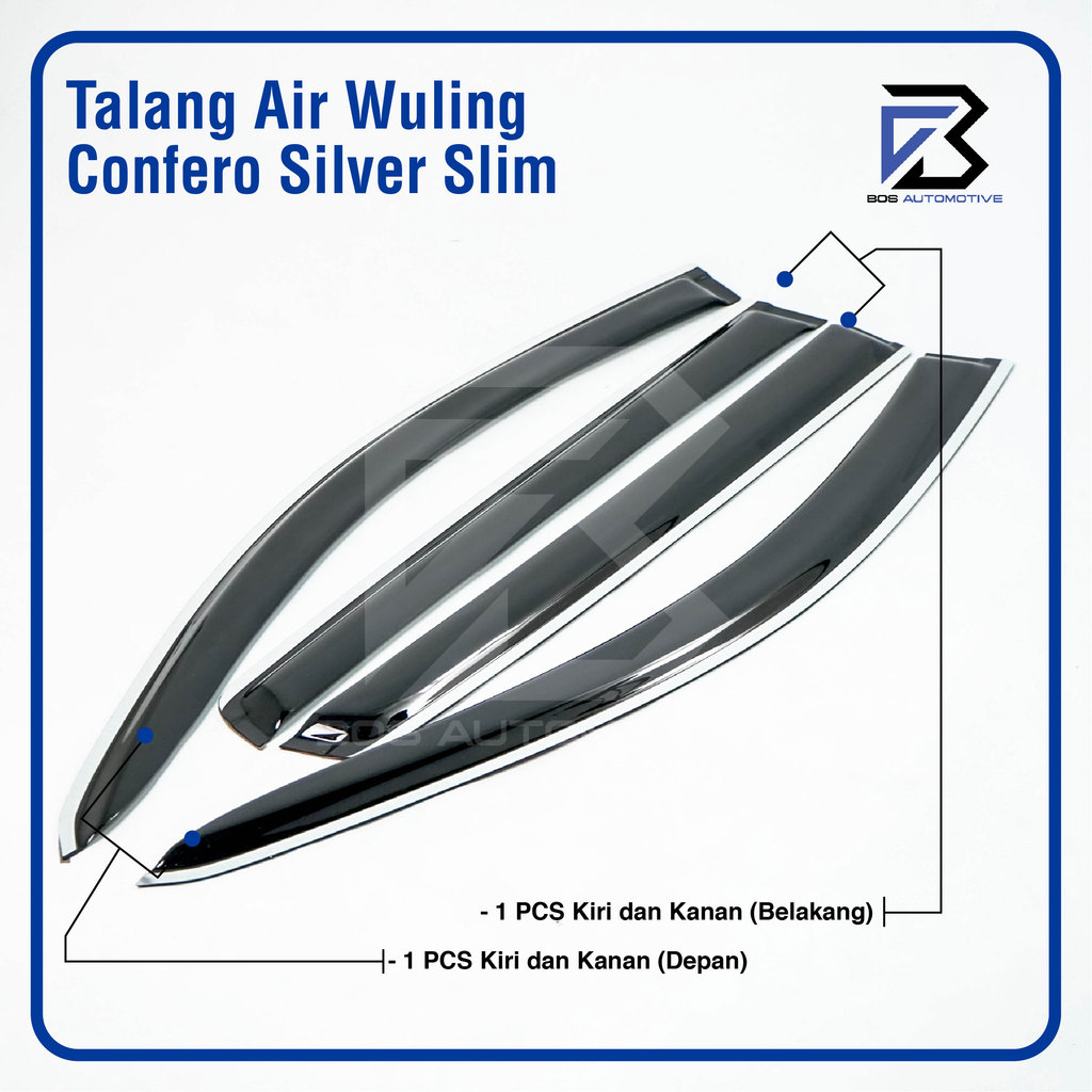 Talang Air Pintu List Silver Chrome Mobil Wuling Confero 2017 â€“ 2022 Model Slim 4 Pintu - foto-produk-3