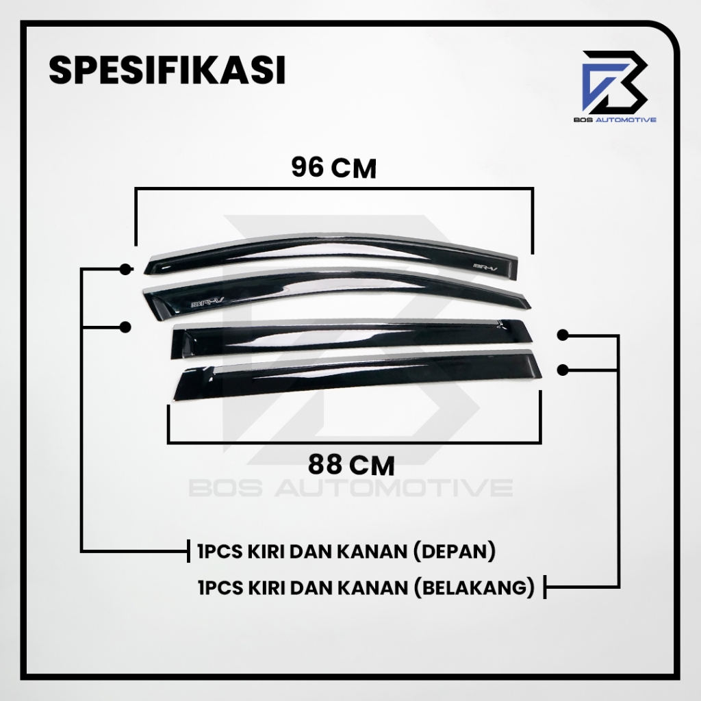 Talang Air Pintu List Silver Mobil Honda BRV 2015 - 2017 Model Slim 4 Pintu - foto-produk-2