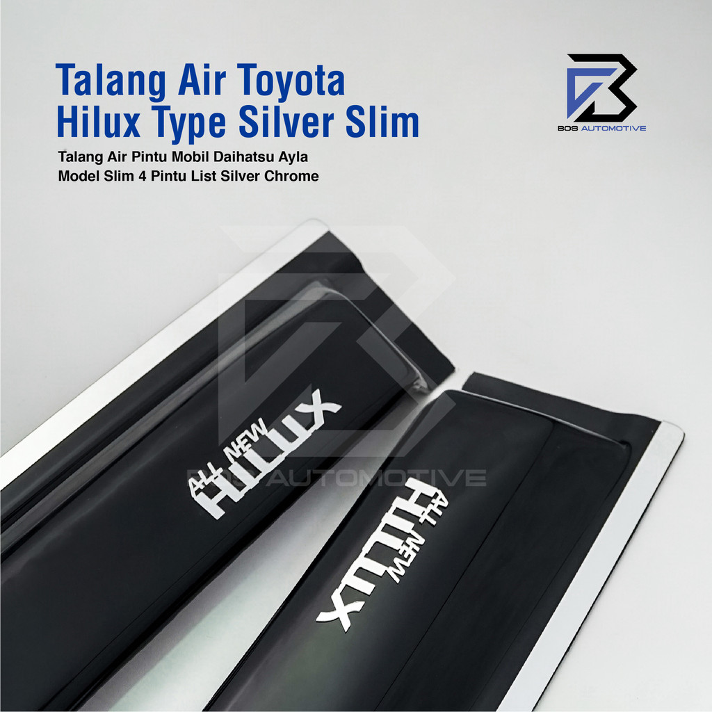 Talang Air Pintu List Silver Chrome Mobil Toyota  All New Hilux 2016 â€“ 2021 Double Cabin Model Slim 4 Pintu - foto-produk-1