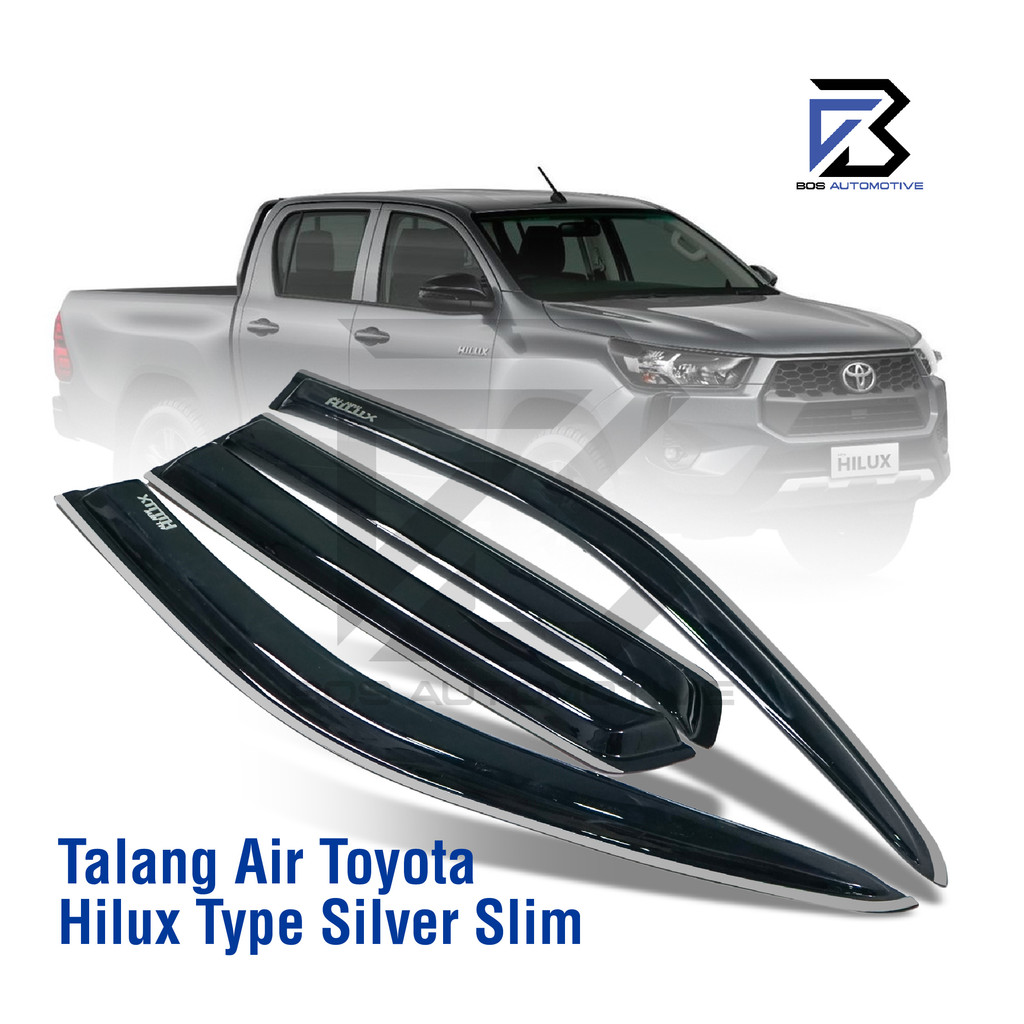 Talang Air Pintu List Silver Chrome Mobil Toyota  All New Hilux 2016 â€“ 2021 Double Cabin Model Slim 4 Pintu - foto-produk-4