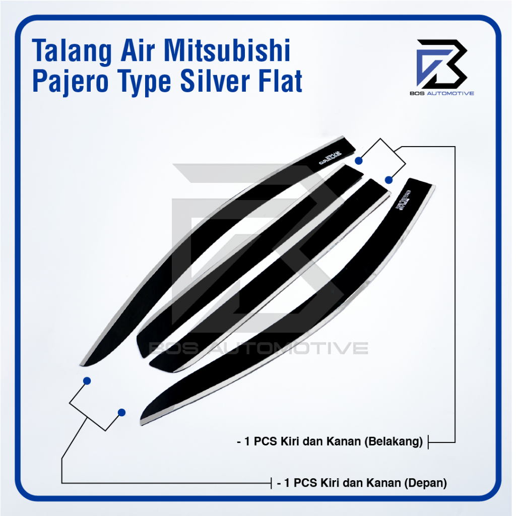 Talang Air Pintu List Silver Chrome Mobil Mitsubishi All New Pajero Sport 2015 â€“ 2022 Model Flat Rata 4 Pintu - foto-produk-4