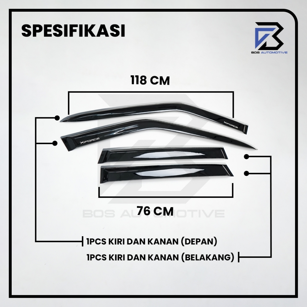 Talang Air Pintu Mobil List Silver Chrome Xforce 4 Pintu  Model Slim 4 Pintu - foto-produk-2