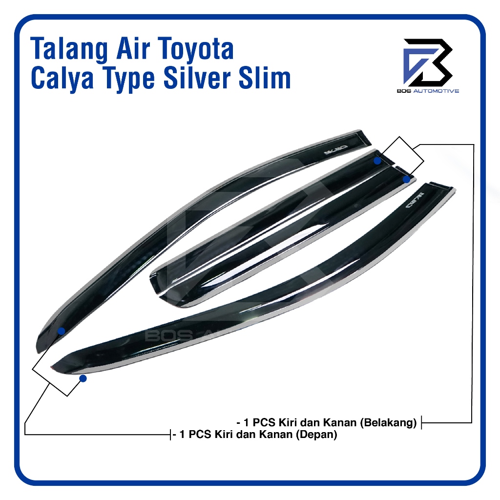 Talang Air Pintu List Silver Chrome Mobil Toyota Calya 2016 â€“ 2020 Model Slim 4 Pintu - foto-produk-3