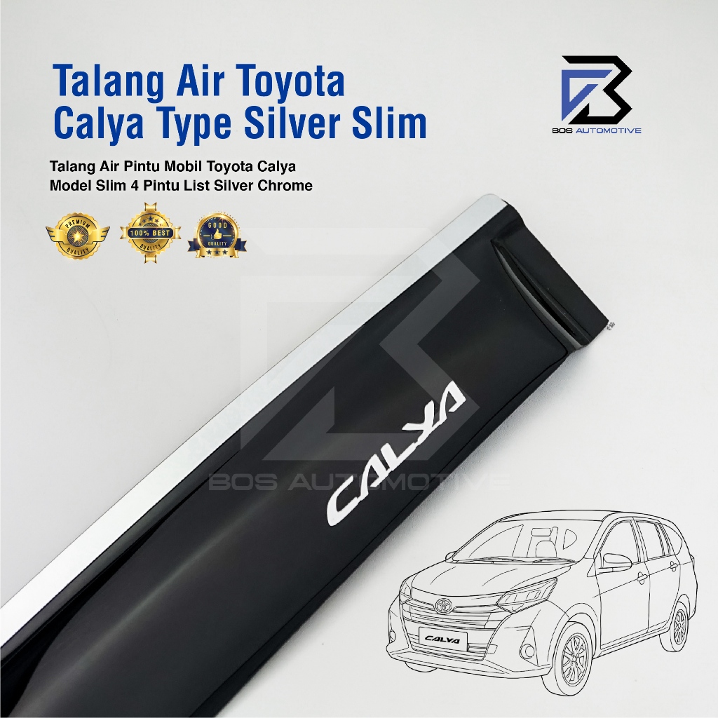 Talang Air Pintu List Silver Chrome Mobil Toyota Calya 2016 â€“ 2020 Model Slim 4 Pintu - foto-variasi-2