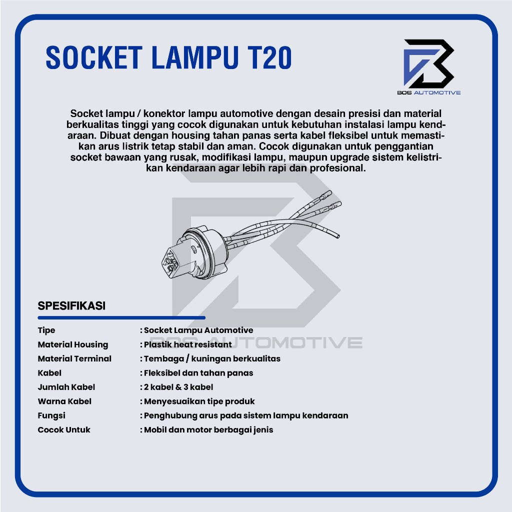 Soket Lampu T20 Soket Lampu Tancap Kaki 1 / Kaki 2 / Rumah Lampu Mundur Dan Lampu Stop Rem Sein Mobil - foto-produk-4